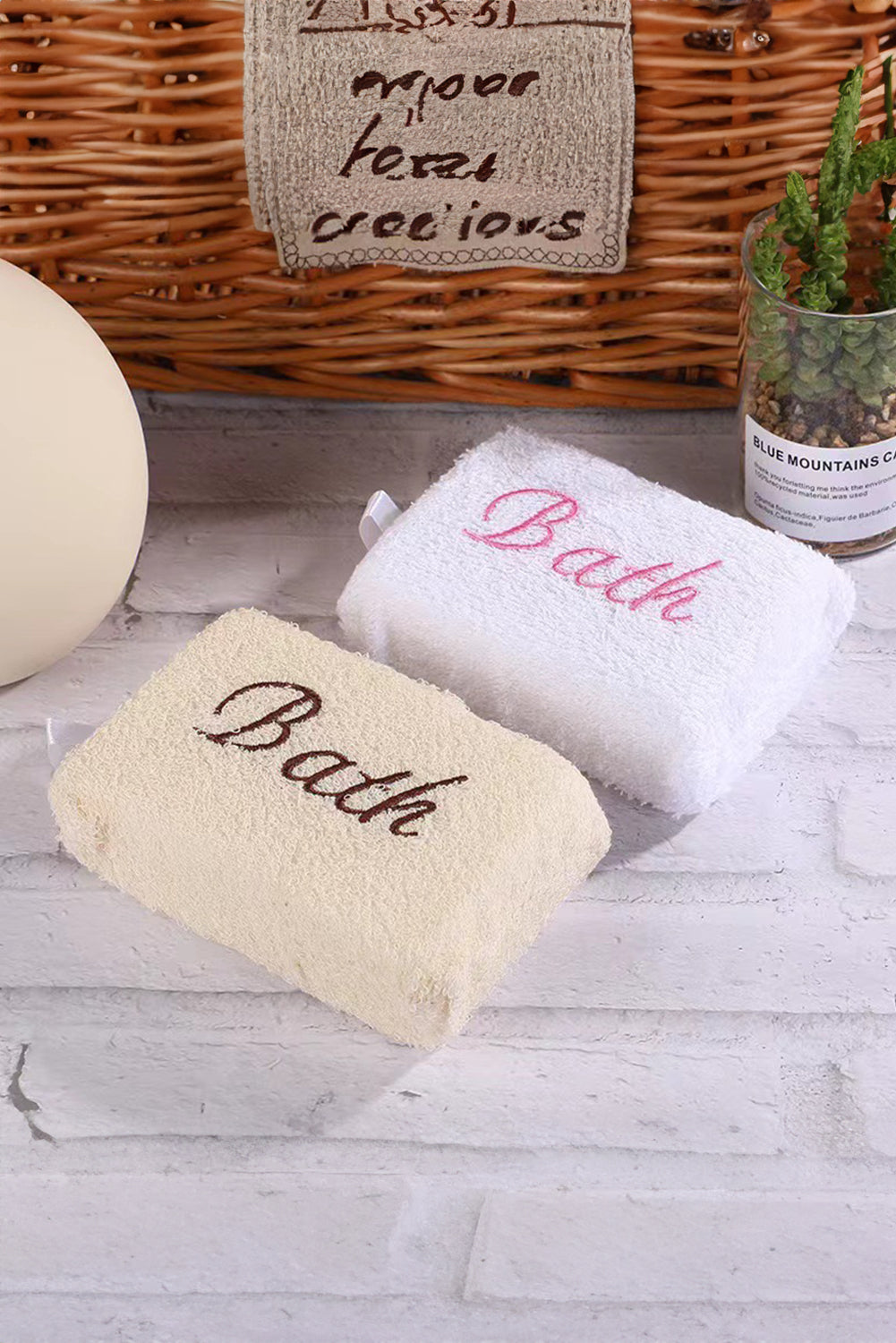 White 1pcs Loofah Sponge Bath Wipe