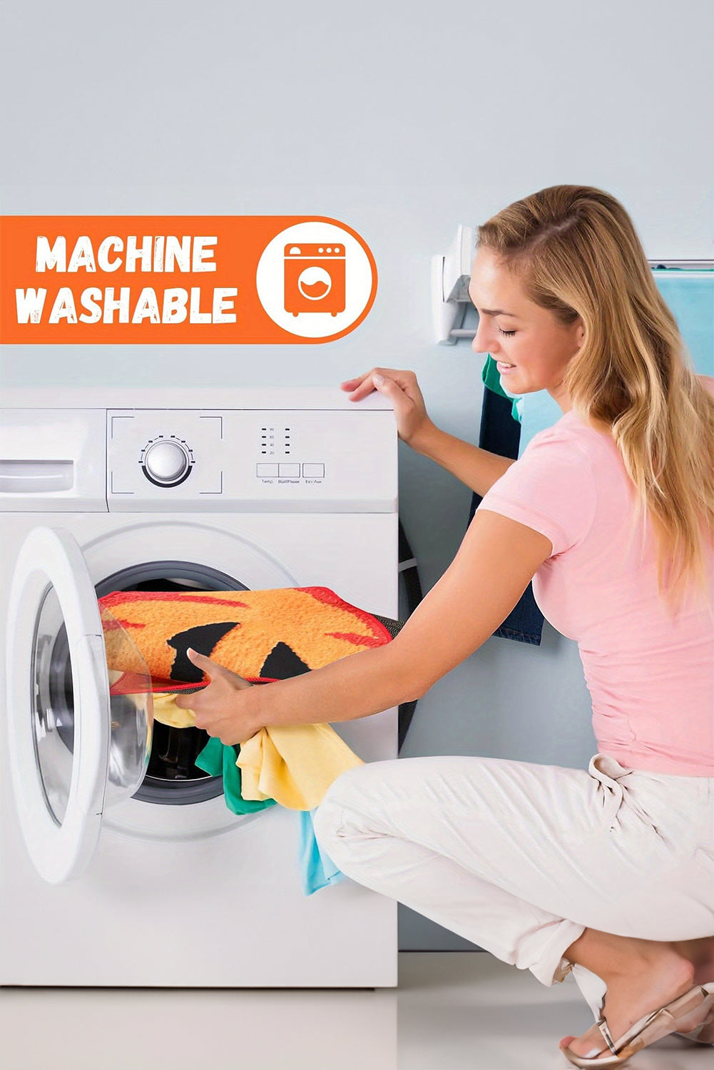 Orange Halloween Pumpkin Absorbent Entryway Bath Rug