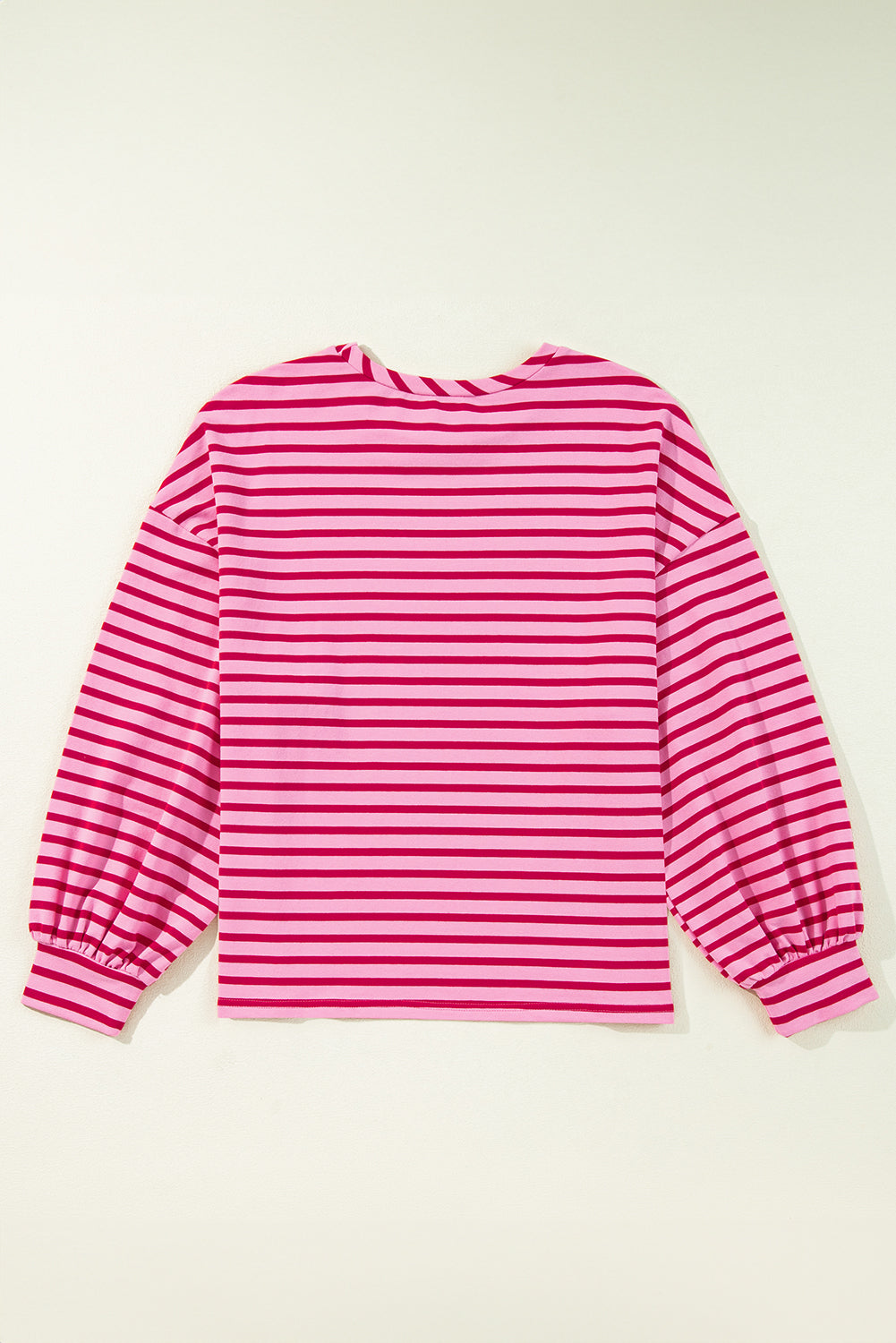 Sachet Pink Striped Print Crew Neck Drop Shoulder Sweatshirt