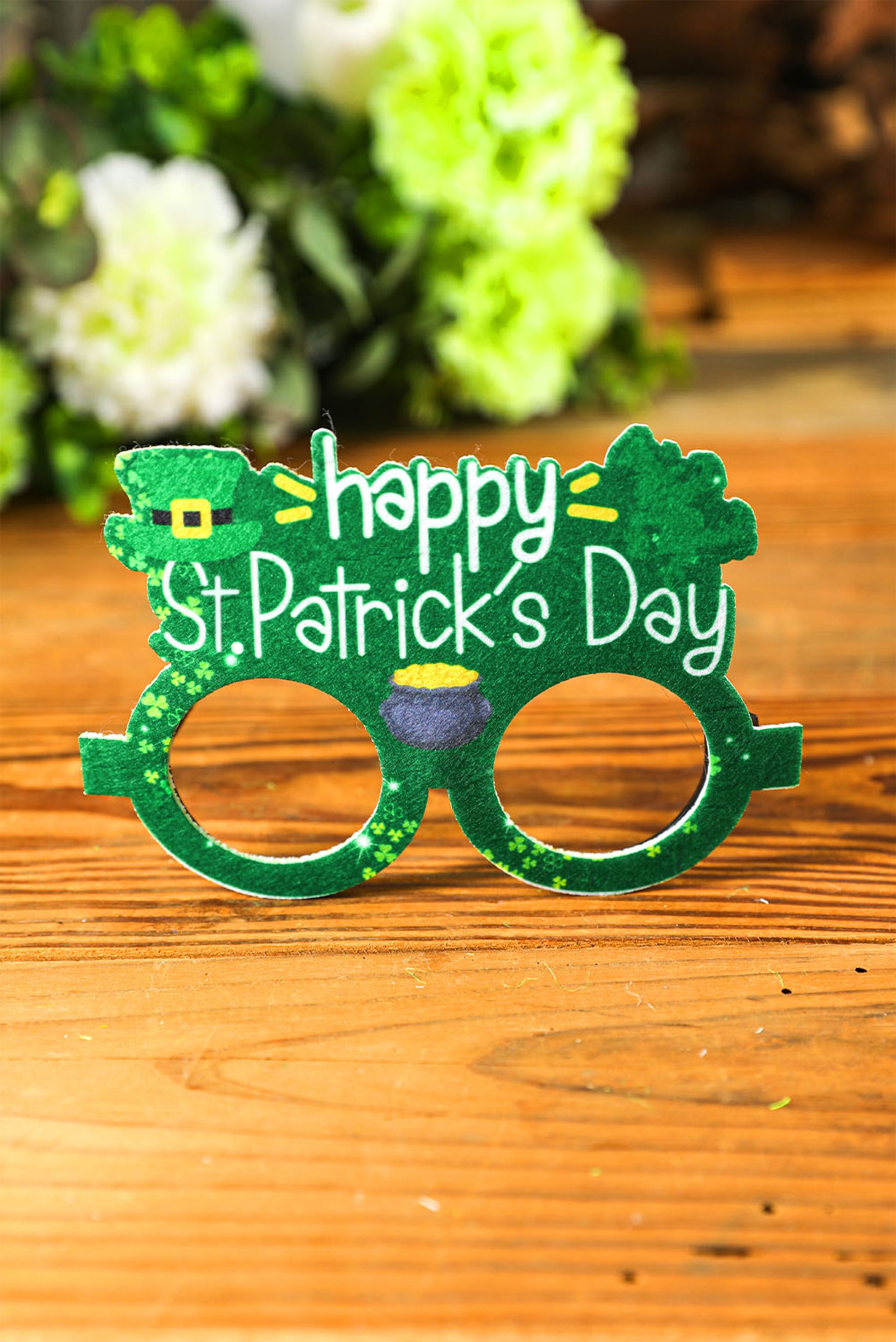 Green St. Patricks Day Clover Glasses Frame