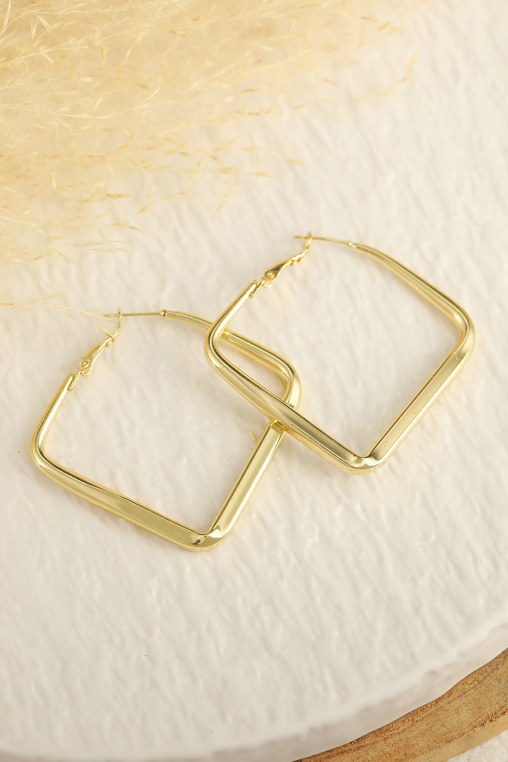 Gold Minimalist Square Hoop Earrings