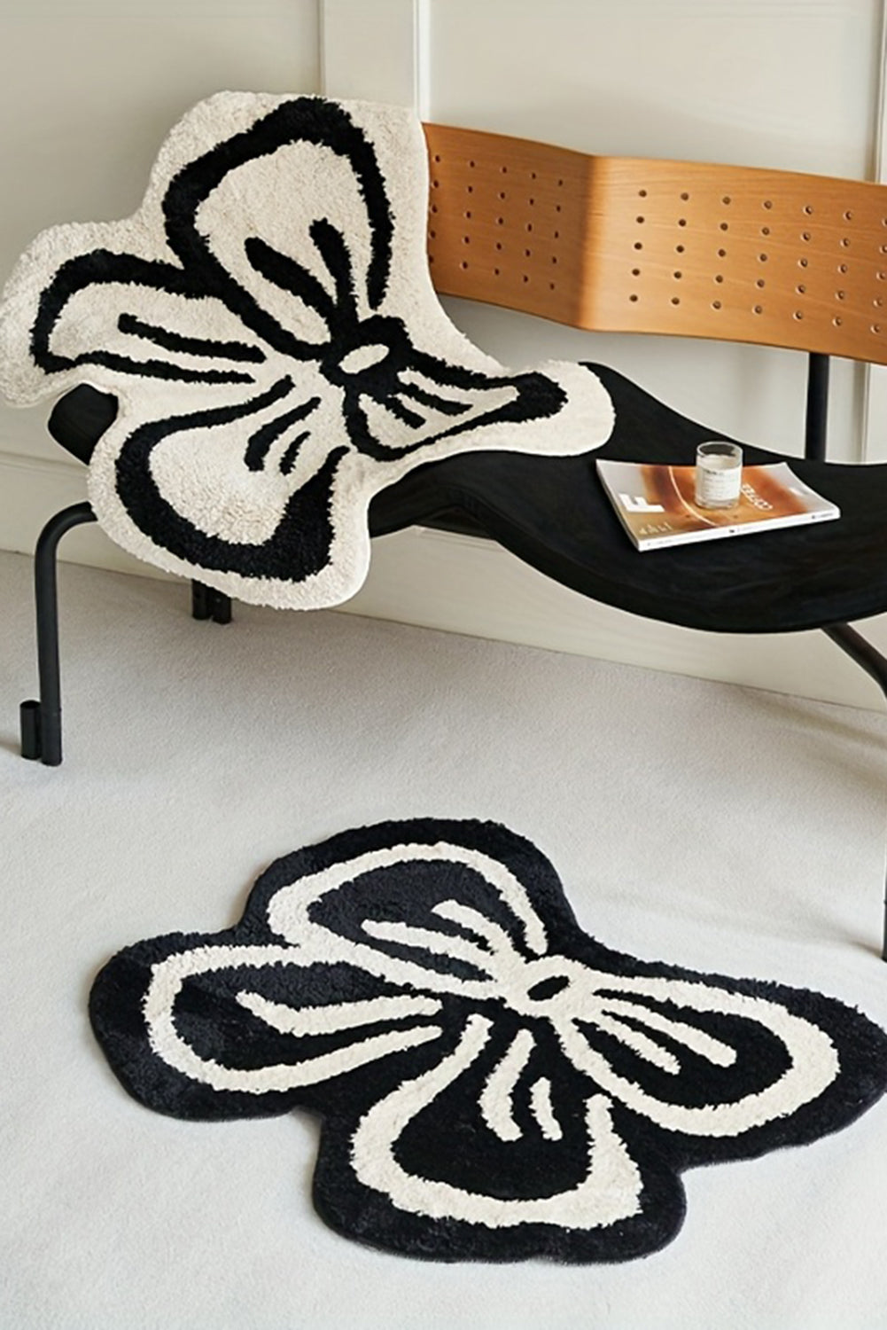 White Bowknot Pattern Irregular Soft Door Mat