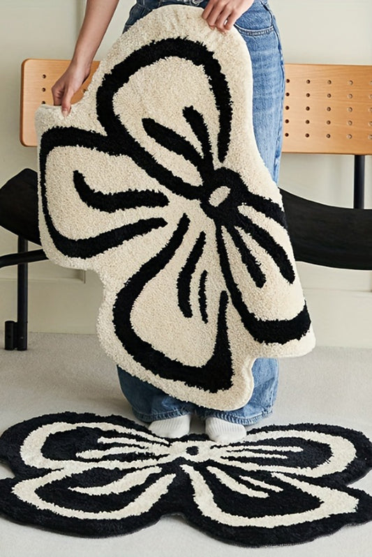 White Bowknot Pattern Irregular Soft Door Mat