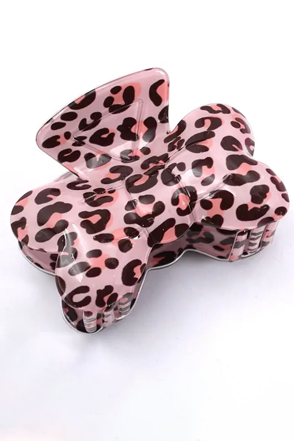 Bright Pink Leopard Print Bowknot Shape Claw Clip