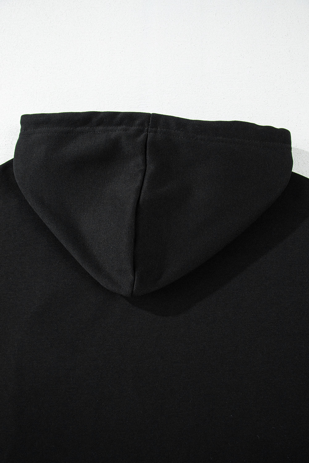 Black Solid Drop Shoulder Drawstring Cropped Hoodie