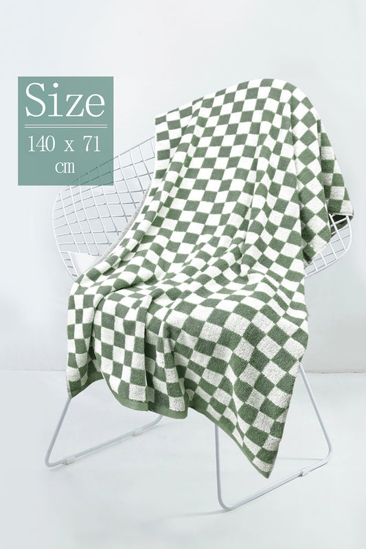 Grass Green Checkered Print Soft Large Bath Towel