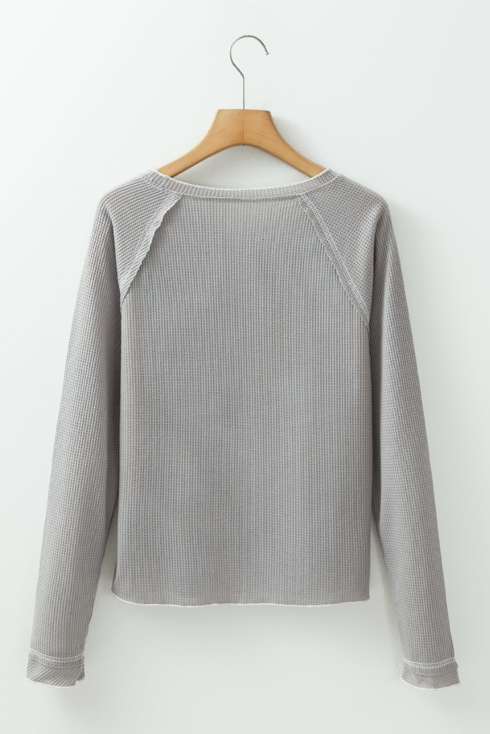 Gray Textured Round Neck Long Sleeve Top