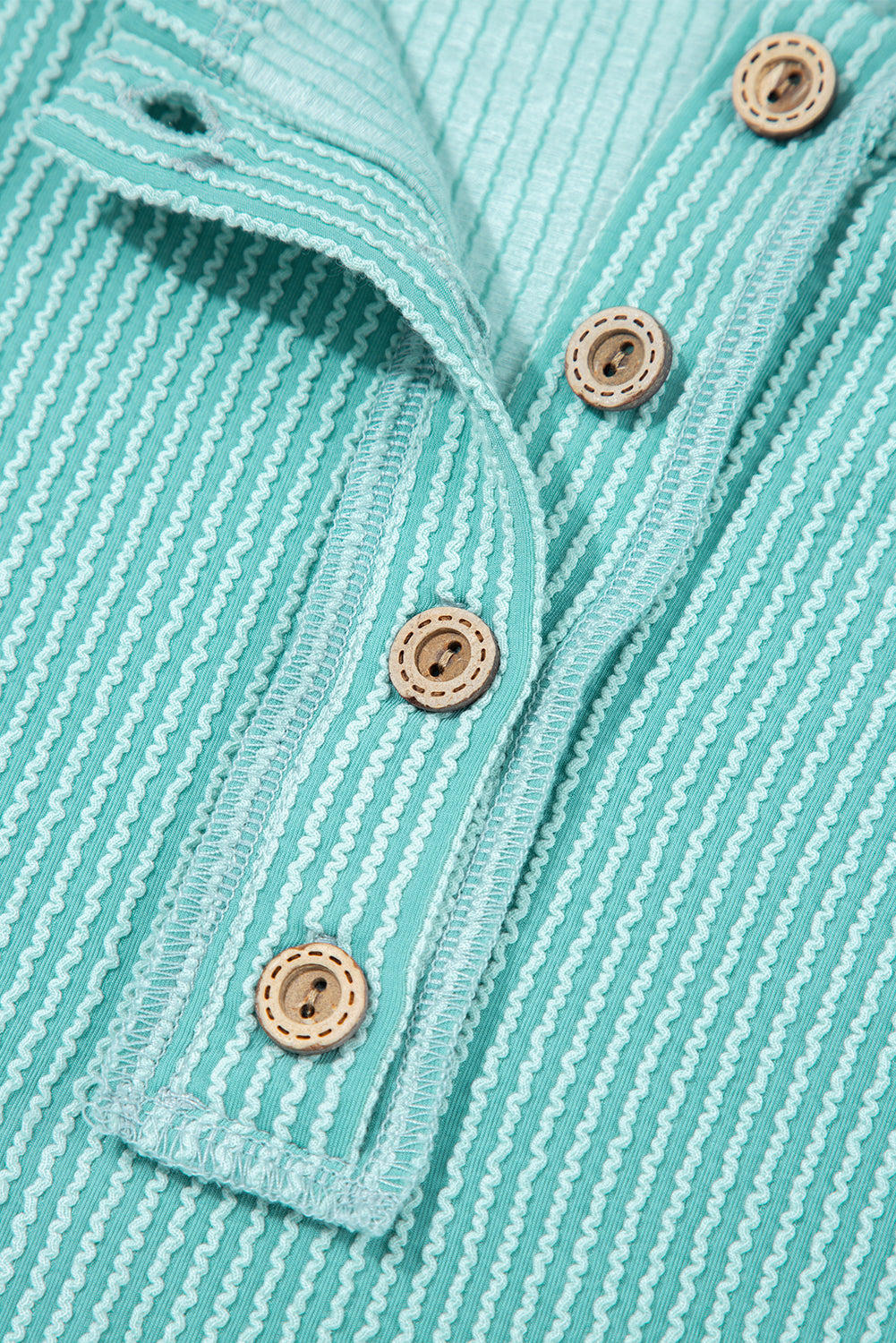 Multicolour Twisted Ribbed Knit Colorblock Henley Top