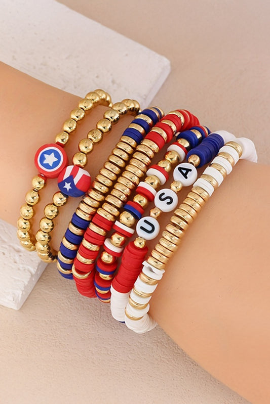 Gold USA Multi Beading Layered Bracelet