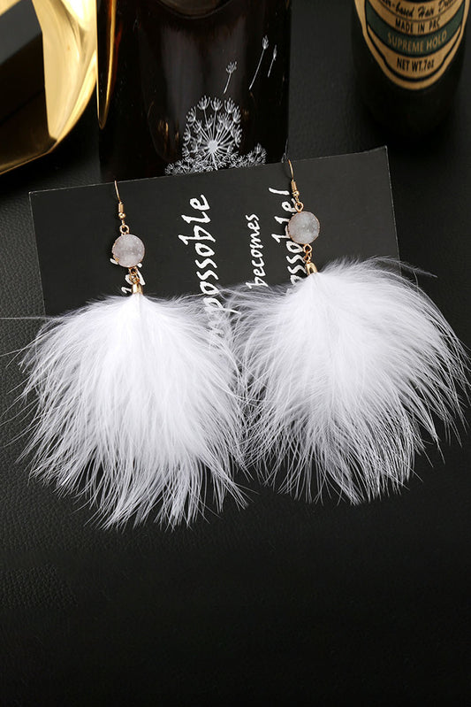 White Elegant Feather Earrings