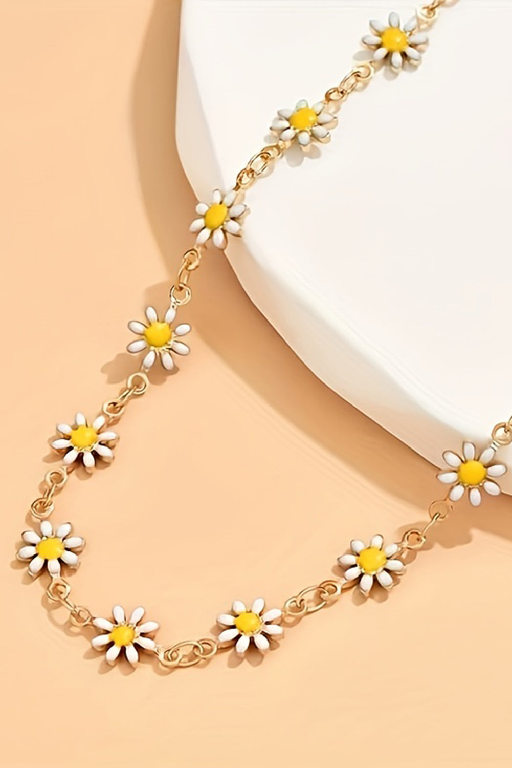Gold Daisy Adjustable Chain Choker Necklace