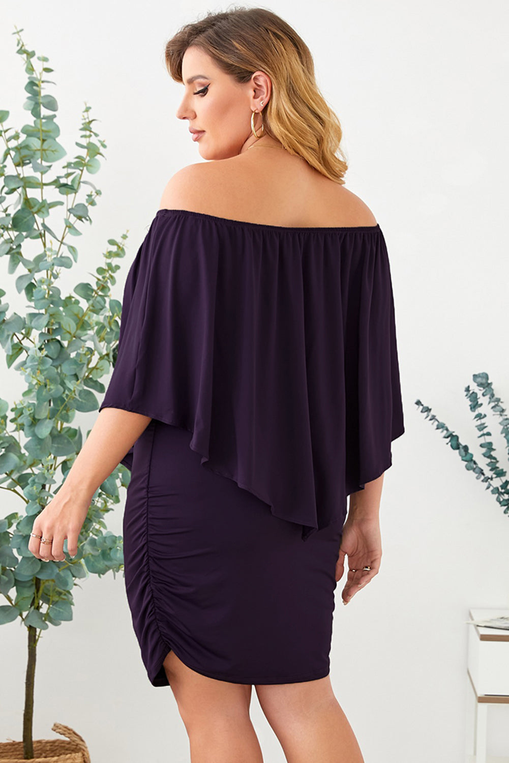 Multiple Dressing Layered Purple Mini Poncho Dress