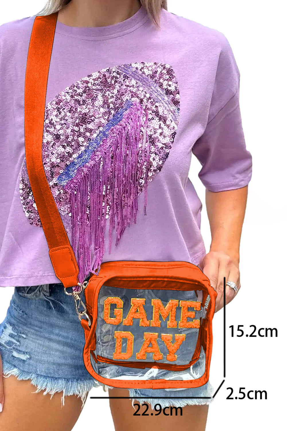 Orange GAME DAY Rugby Football Clear Shoulder Bag