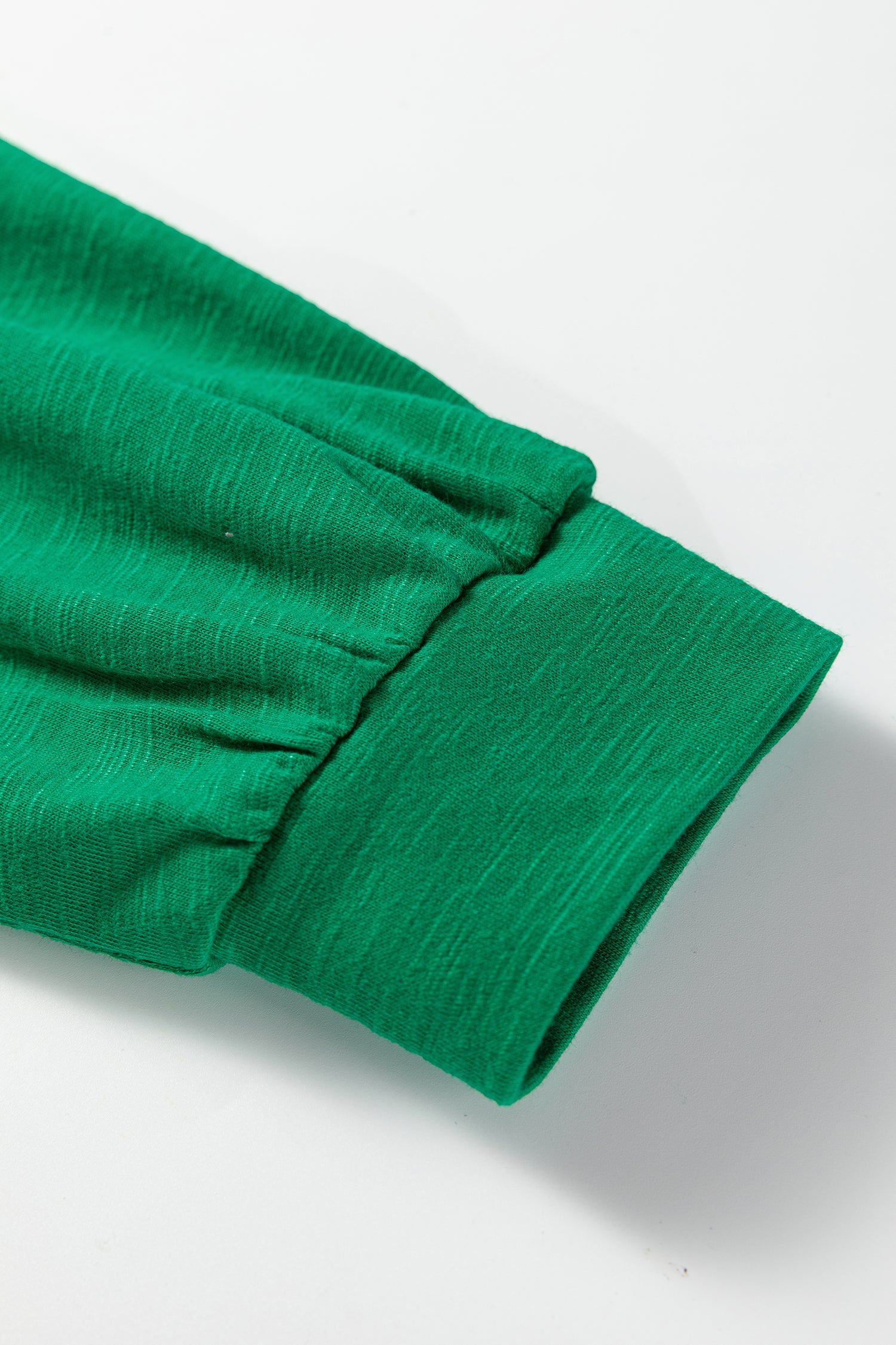 Mist Green Solid Color Button V Neck Long Sleeve Top