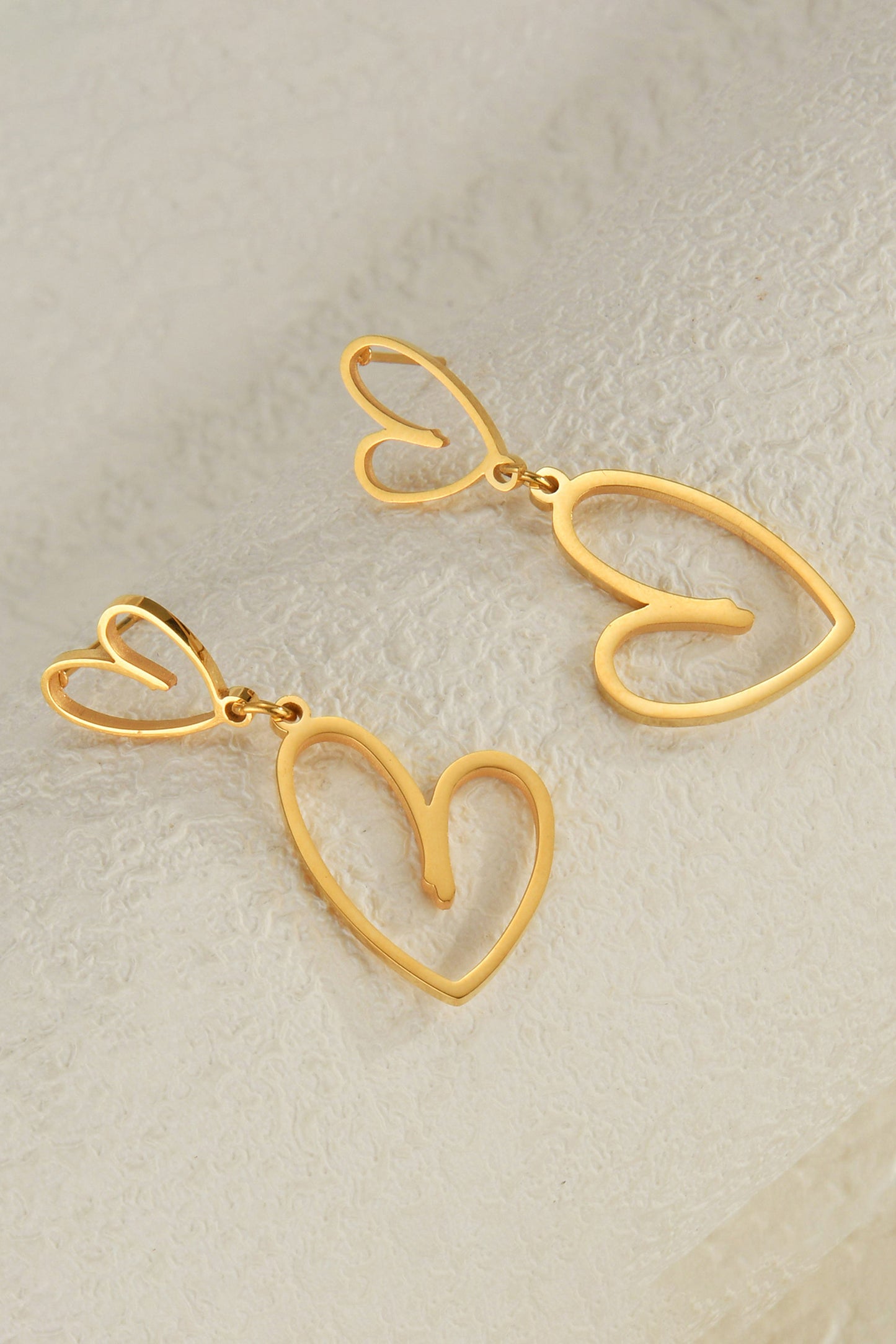 Gold Plated Dual Heart Stud Earrings