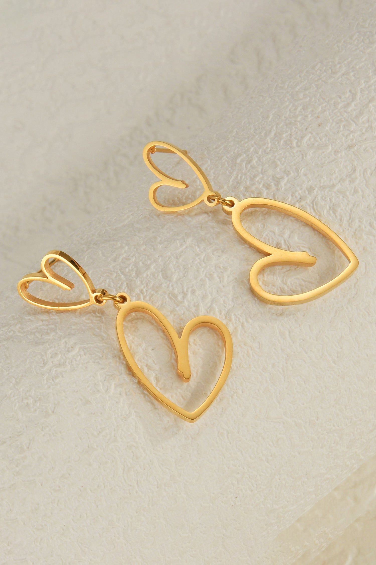 Gold Plated Dual Heart Stud Earrings