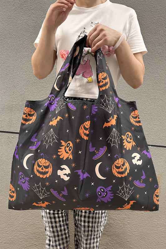 Black Goth Halloween Oxford Cloth Large Capacity Foldable Tote Bag