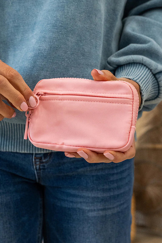 Pink Transparent ID Window Coin Storage Wrist Bag