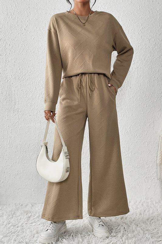 Pale Khaki Ultra Loose Textured 2pcs Slouchy Outfit