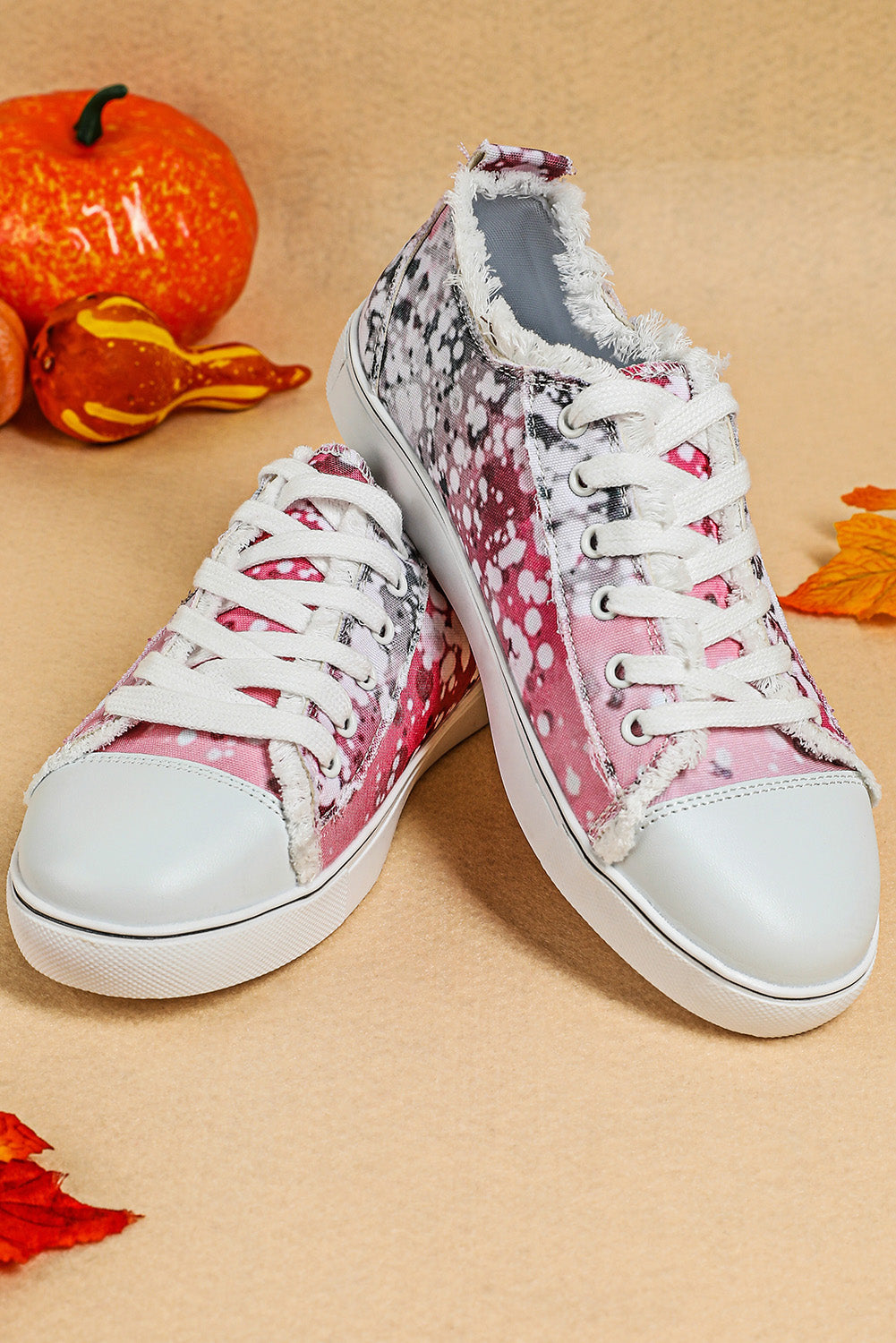 Pink Bleached Spots Canvas Shoes