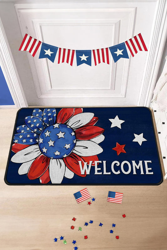 Dark Blue American Flag Sunflower Print Fashion Door Mat
