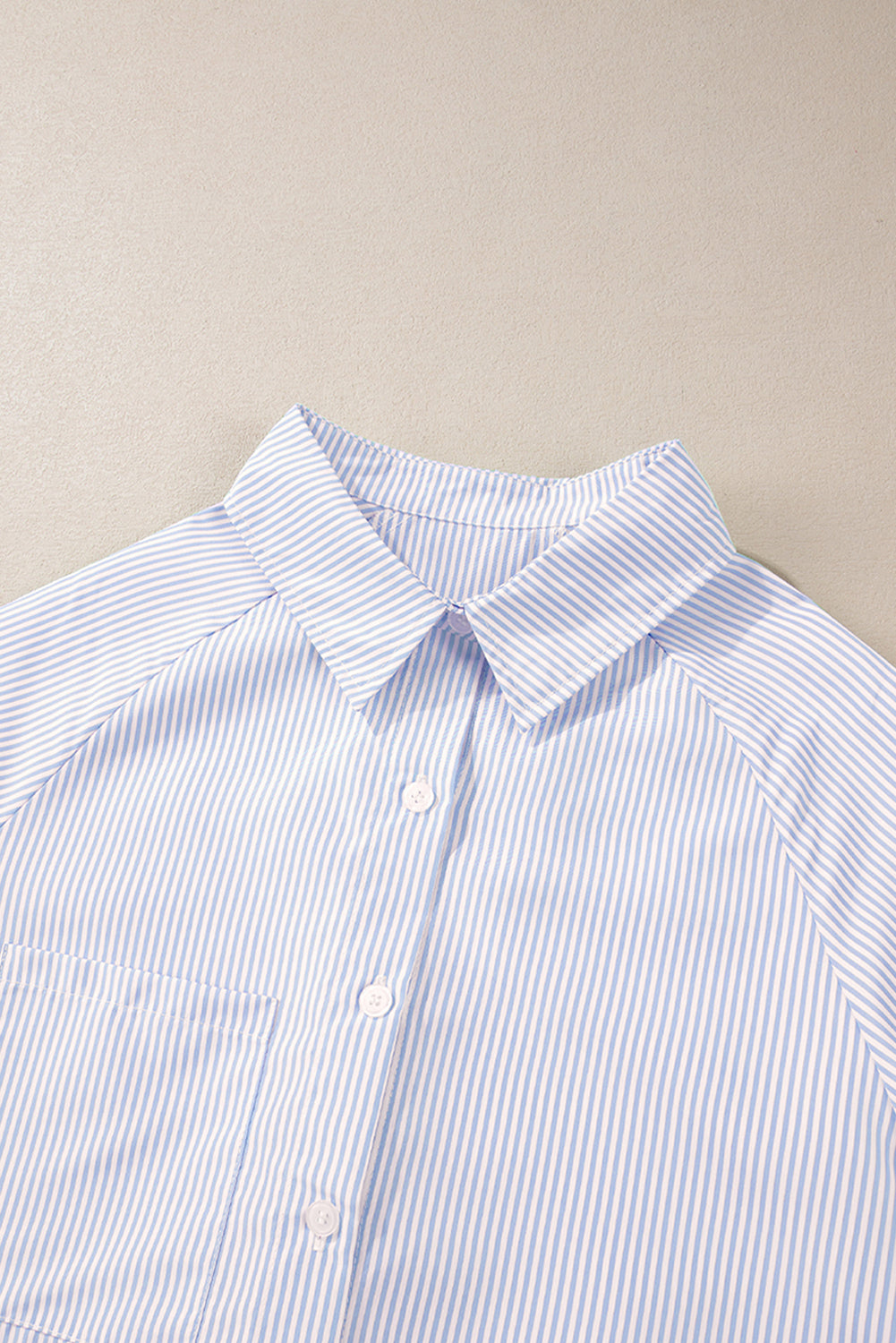 Orchid Petal Striped Shirred Cuff Buttoned Loose Fit Shirt