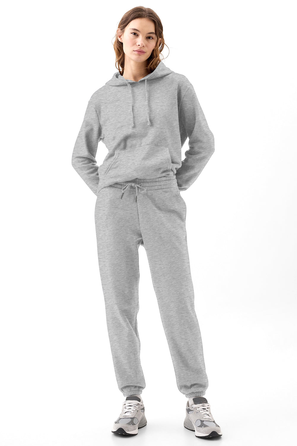 Light Grey Solid Color Fleece Lined Drawstring Waist Joggers