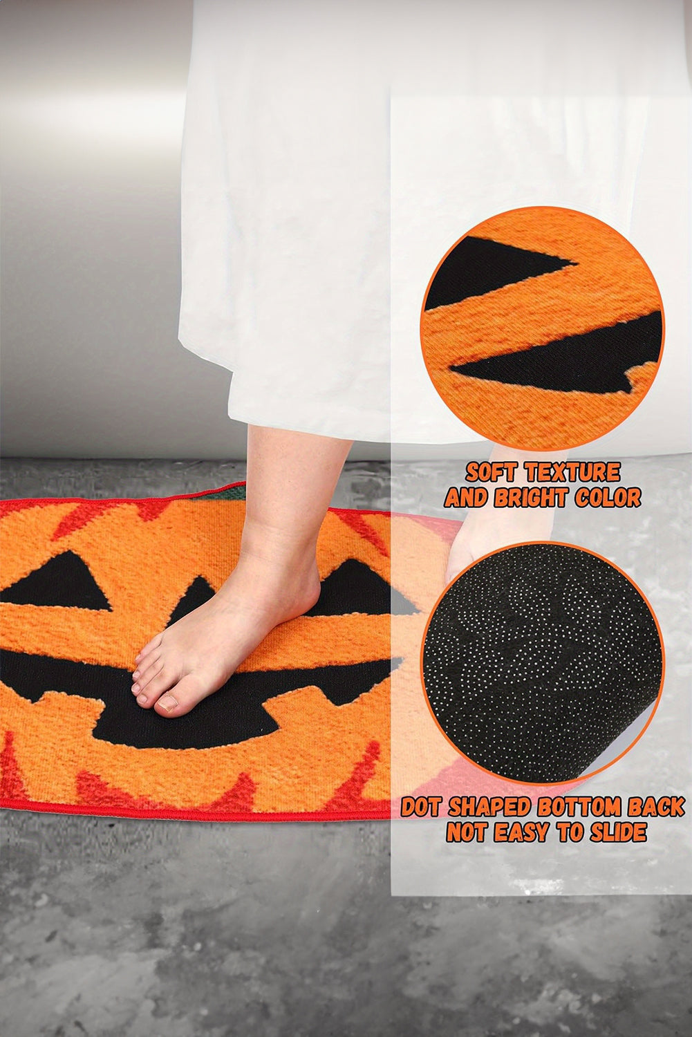 Orange Halloween Pumpkin Absorbent Entryway Bath Rug