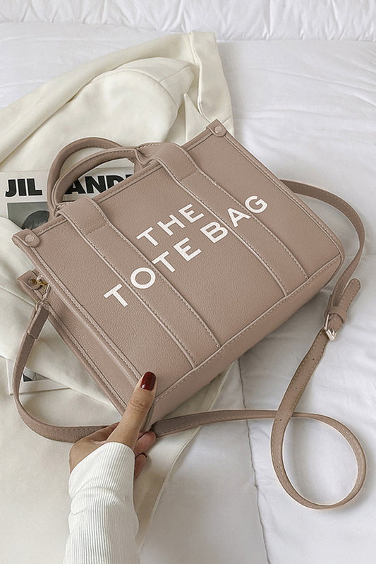 Khaki THE TOTE BAG PU Leather Large Shoulder Bag