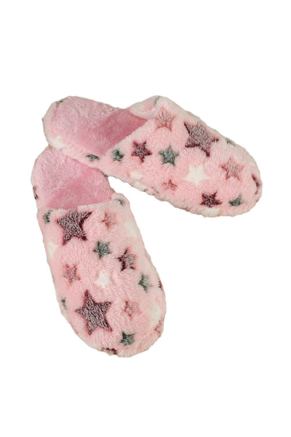 Pink Star Pattern Plush Home Slippers