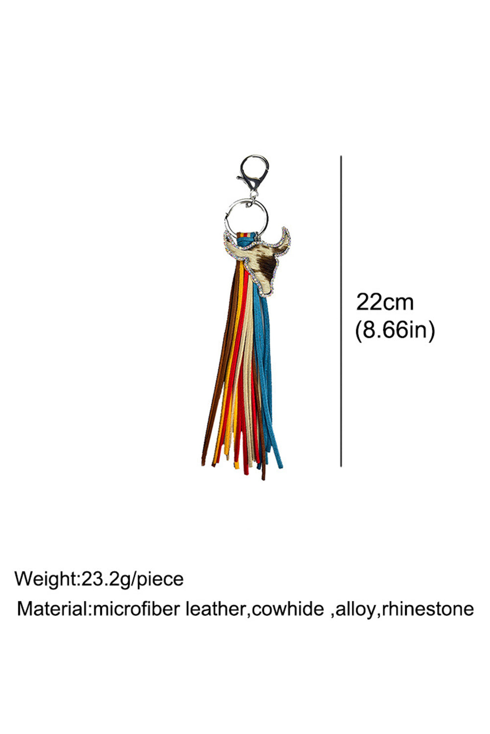 Philippine Gray Rhinestone Steer Head Colorful Tassel Key Ring