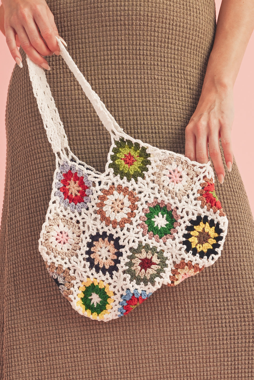 White Random Boho Floral Crochet Retro Hollowed Bag