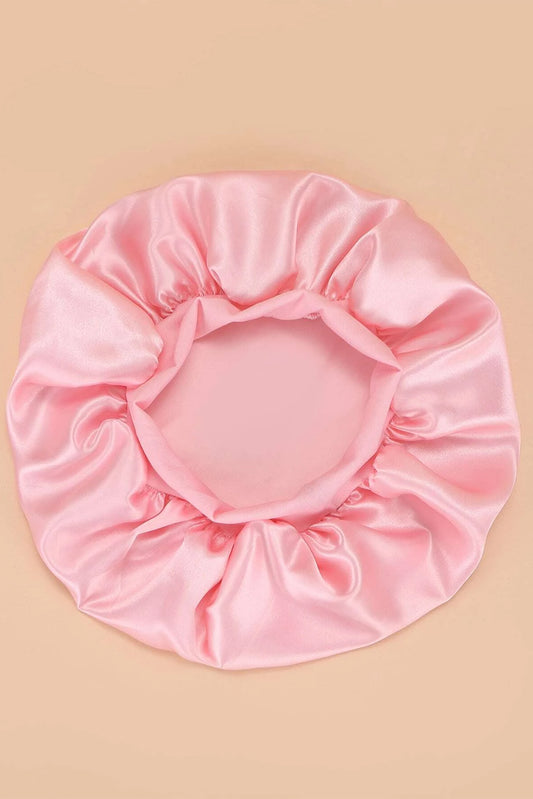 Pink Wide Elastic Band Large Sleep Hair Bonnet