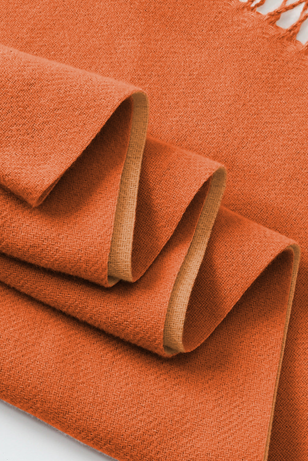 Russet Orange Two-Tone Cashmere Feel Tassel Scarf