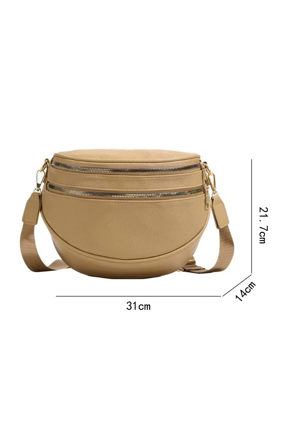 Parchment Double Zip Faux Leather Crossbody Bag