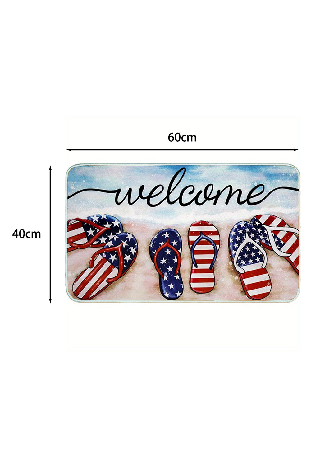 Dark Blue Welcome American Flag Slipper Print Entryway Mat