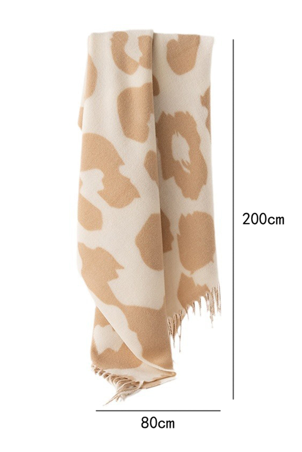 Parchment Cow Print Fringed Winter Large Scarf