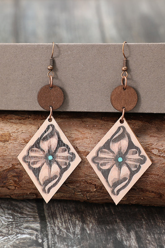 DUNE Western Floral Wooden Dangle Earrings
