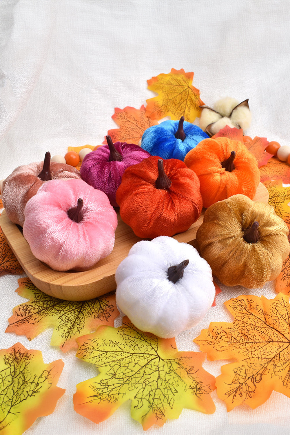 Orange 1PC Halloween Thanksgiving Faux Plush Pumpkin Decorations