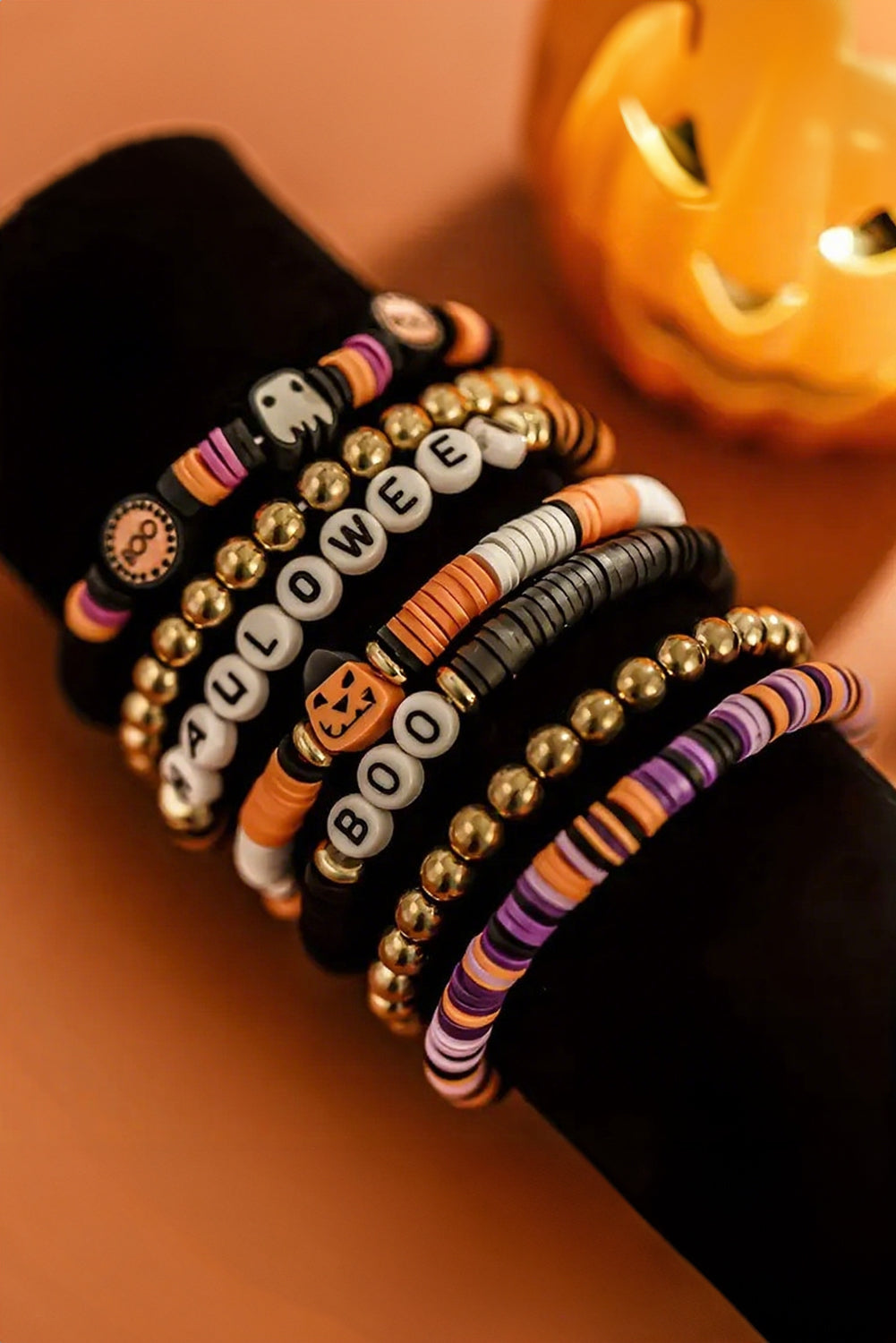 Russet Orange Playful 7pcs Halloween Bracelet Set