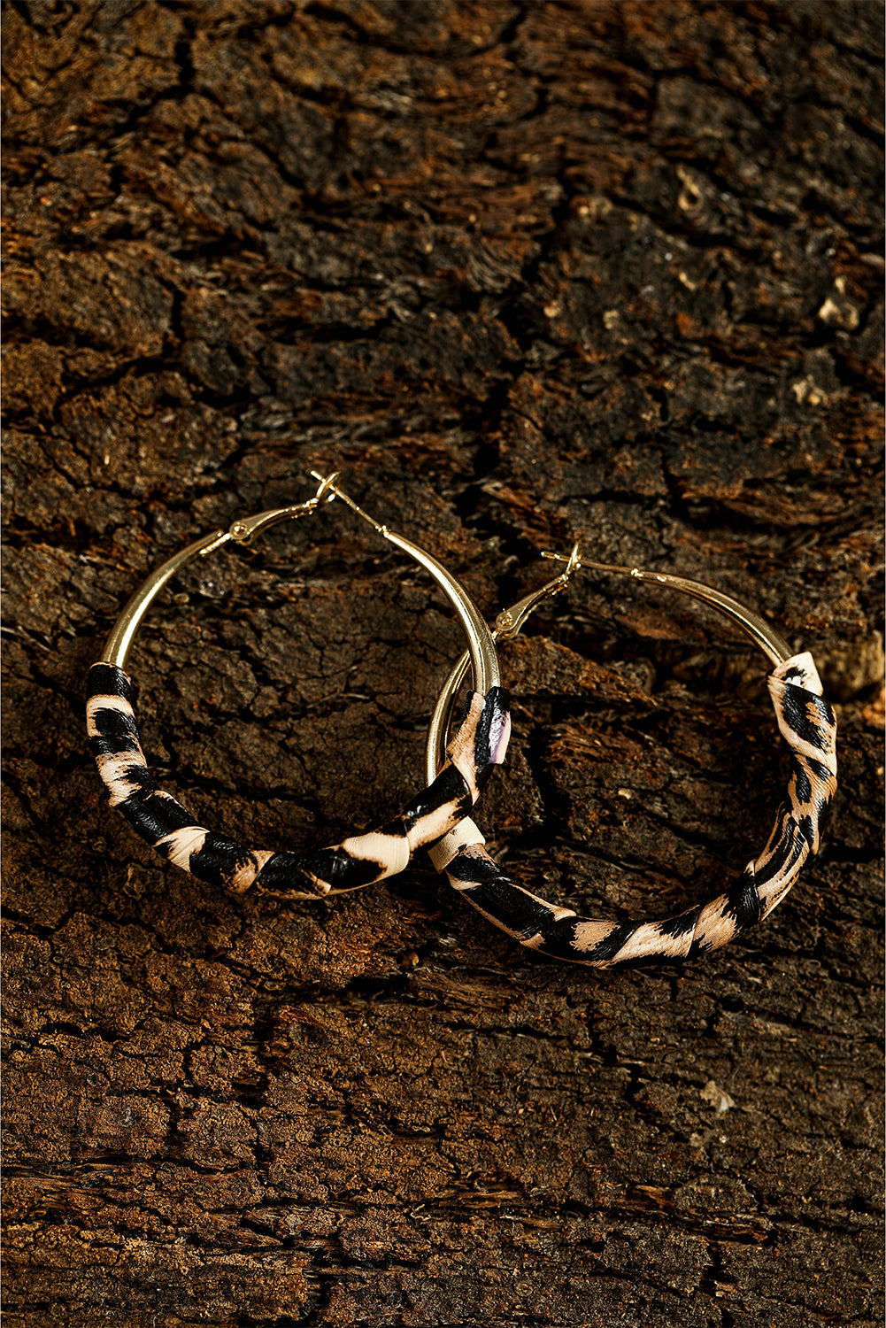 Gold Plated Leopard Detail Hoop Earrings