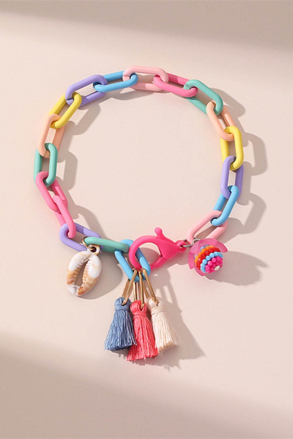 Bonbon Shell Tassel Colorful Chain Link Adjustable Anklet