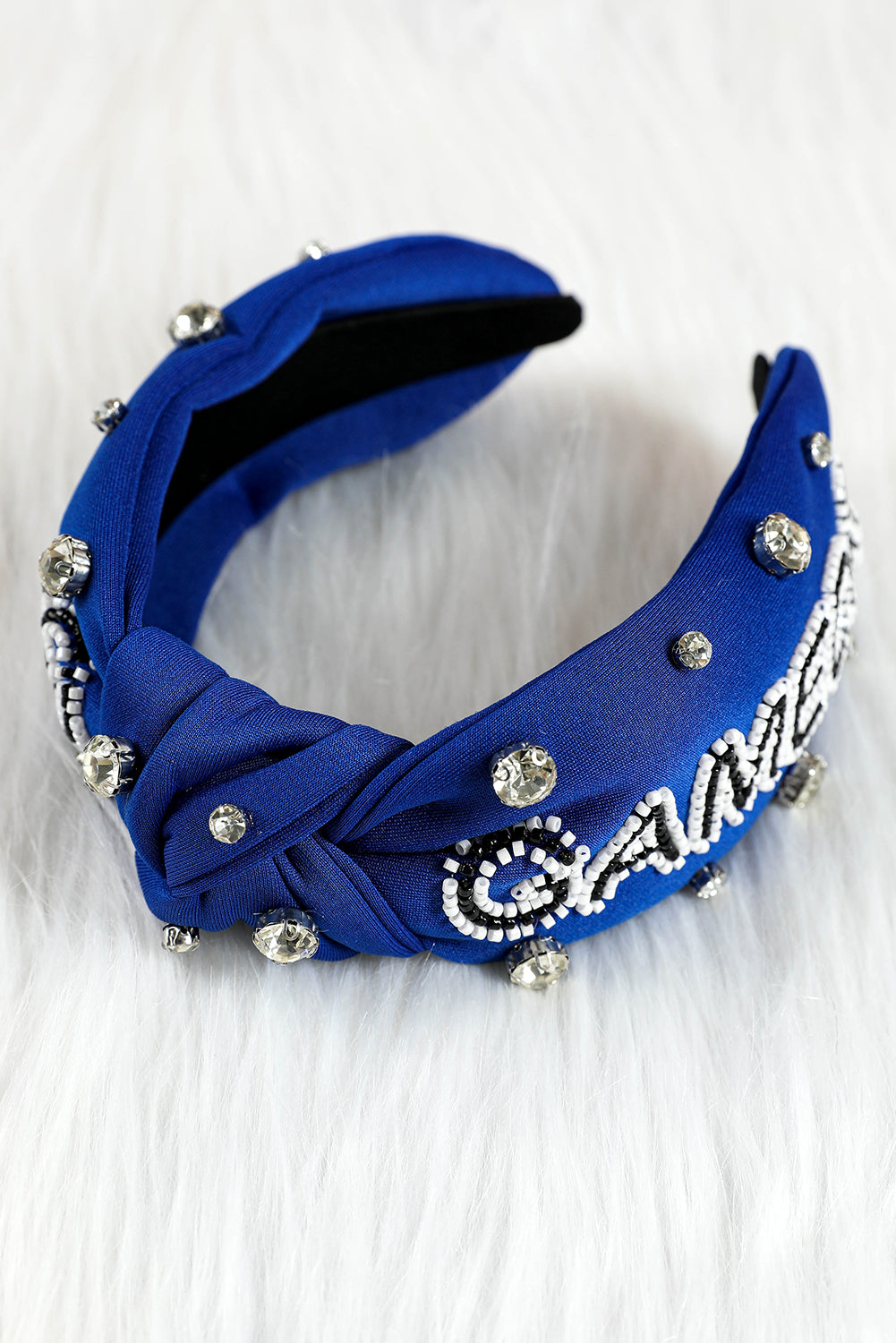 Dark Blue GAME DAY Rugby Football Season Diamond Knotted Headband