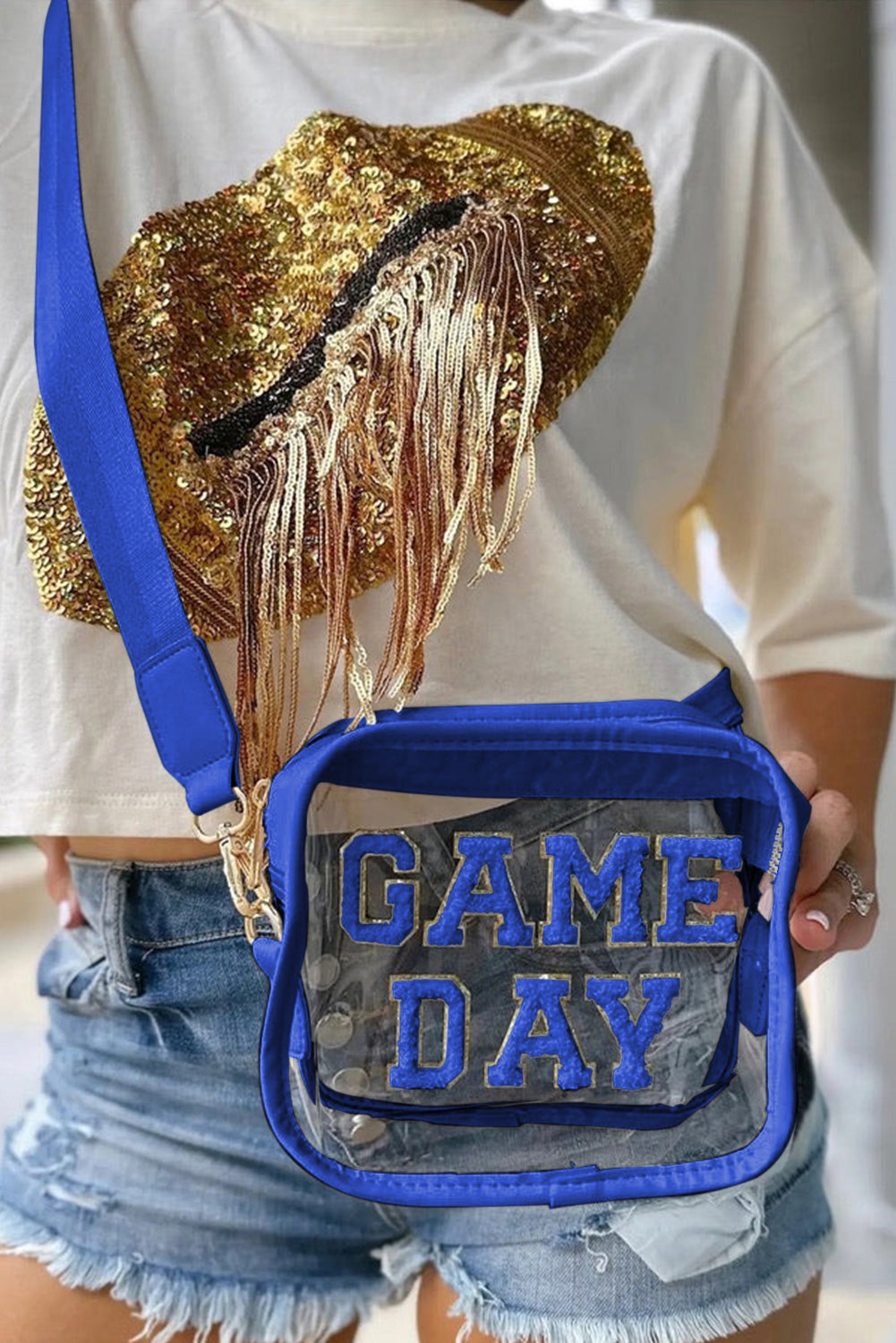 Dark Blue GAME DAY Rugby Football Clear Shoulder Bag