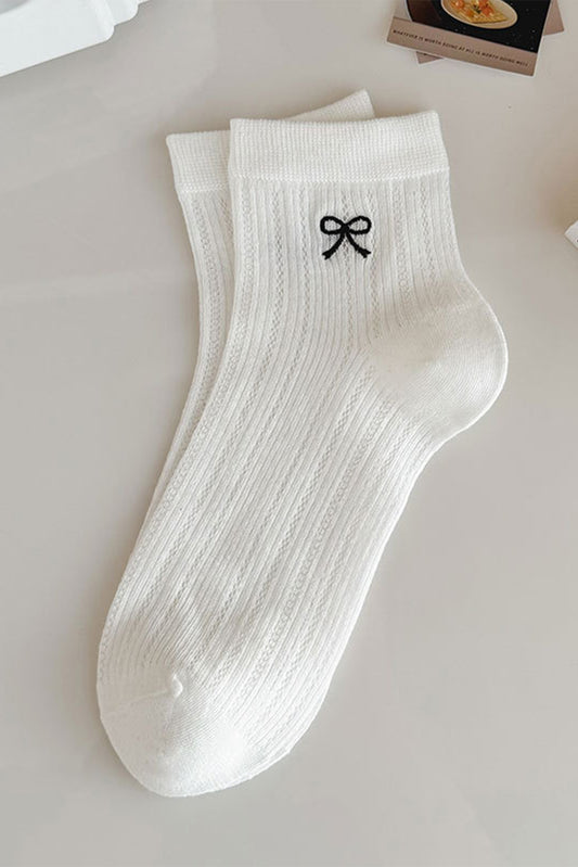 White Bow Knot Ankle Socks