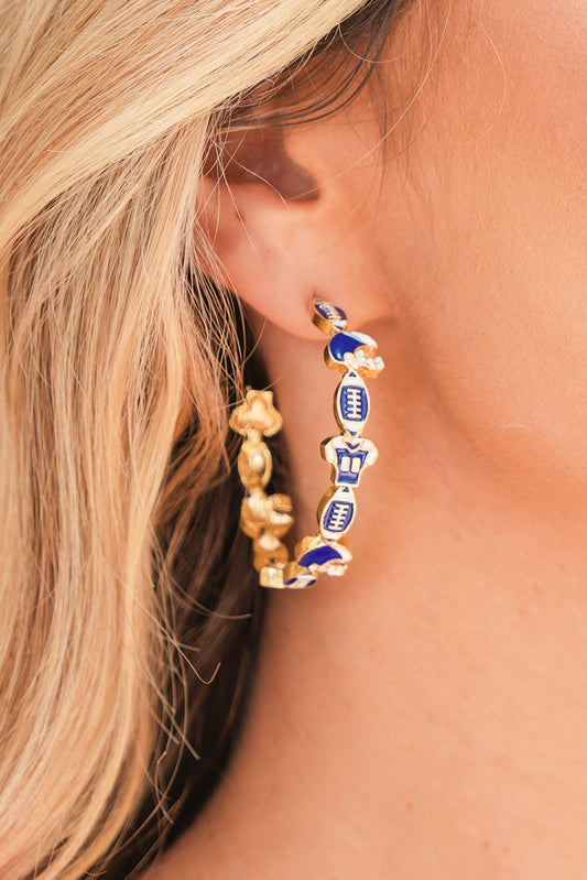 Dark Blue Game Day Football Helmet Jersey Hoop Earrings