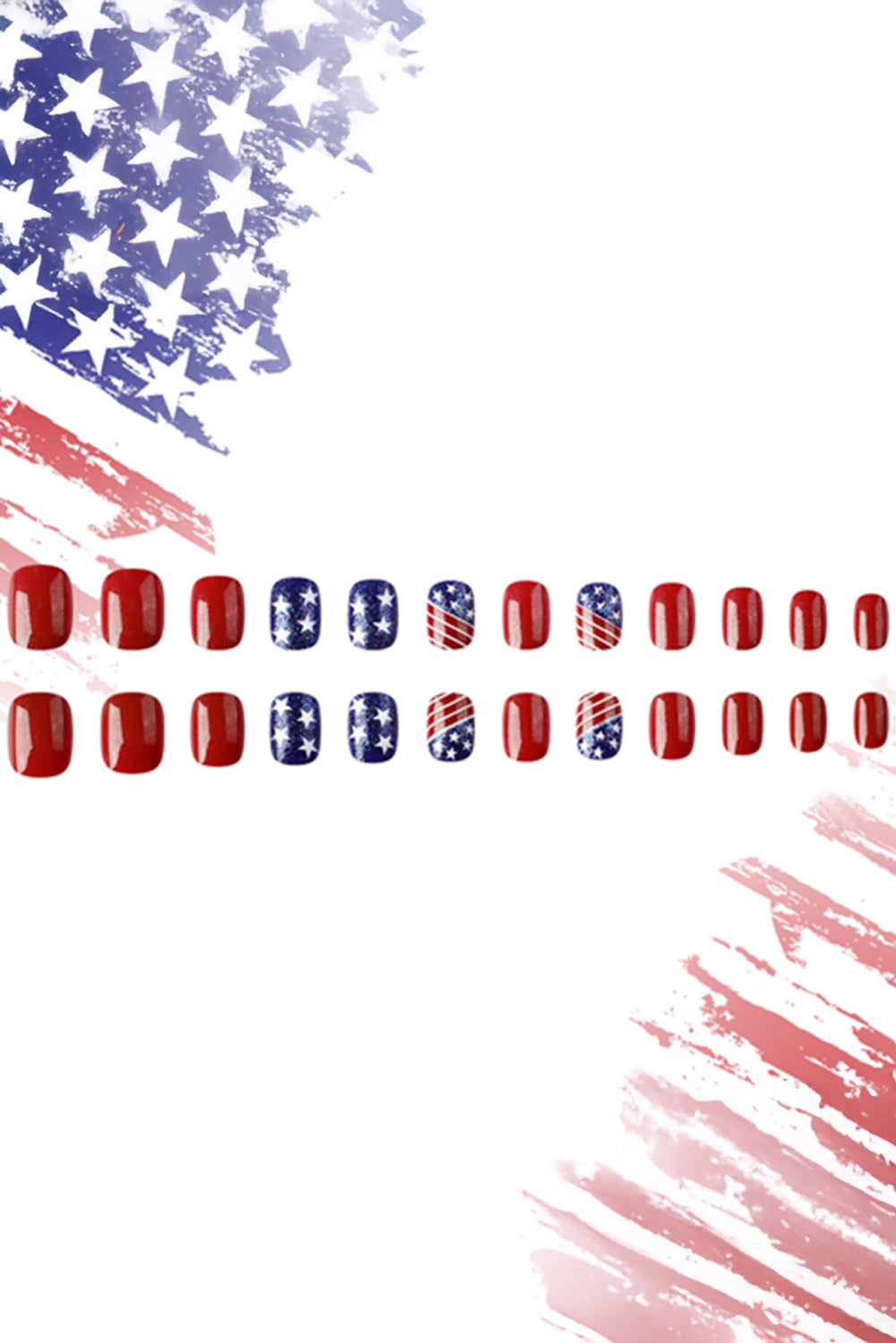 Dark Blue 24pcs American Flag Short Square Nail Stickers