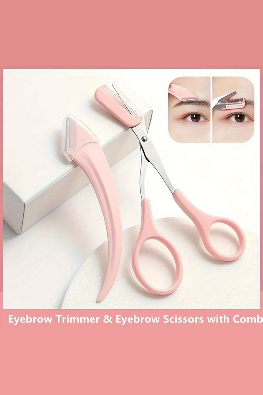 Light Pink 2pcs Eyebrow Trimming Tool Set