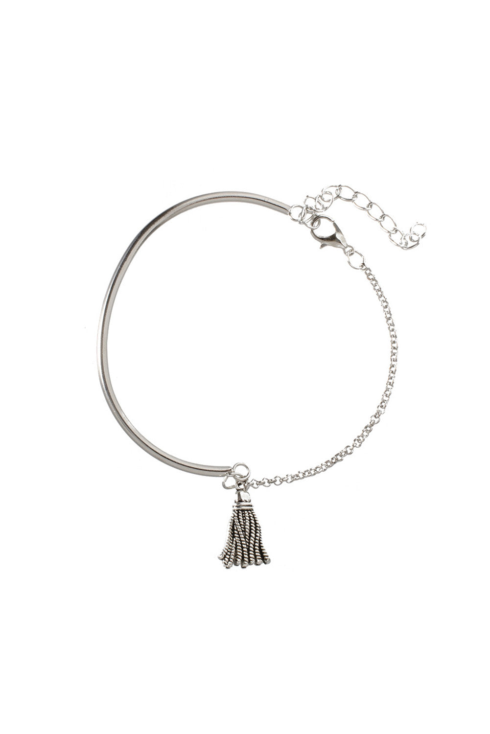 Multilayer Chain Disc Tassel Pendant Silvery Bracelet Set