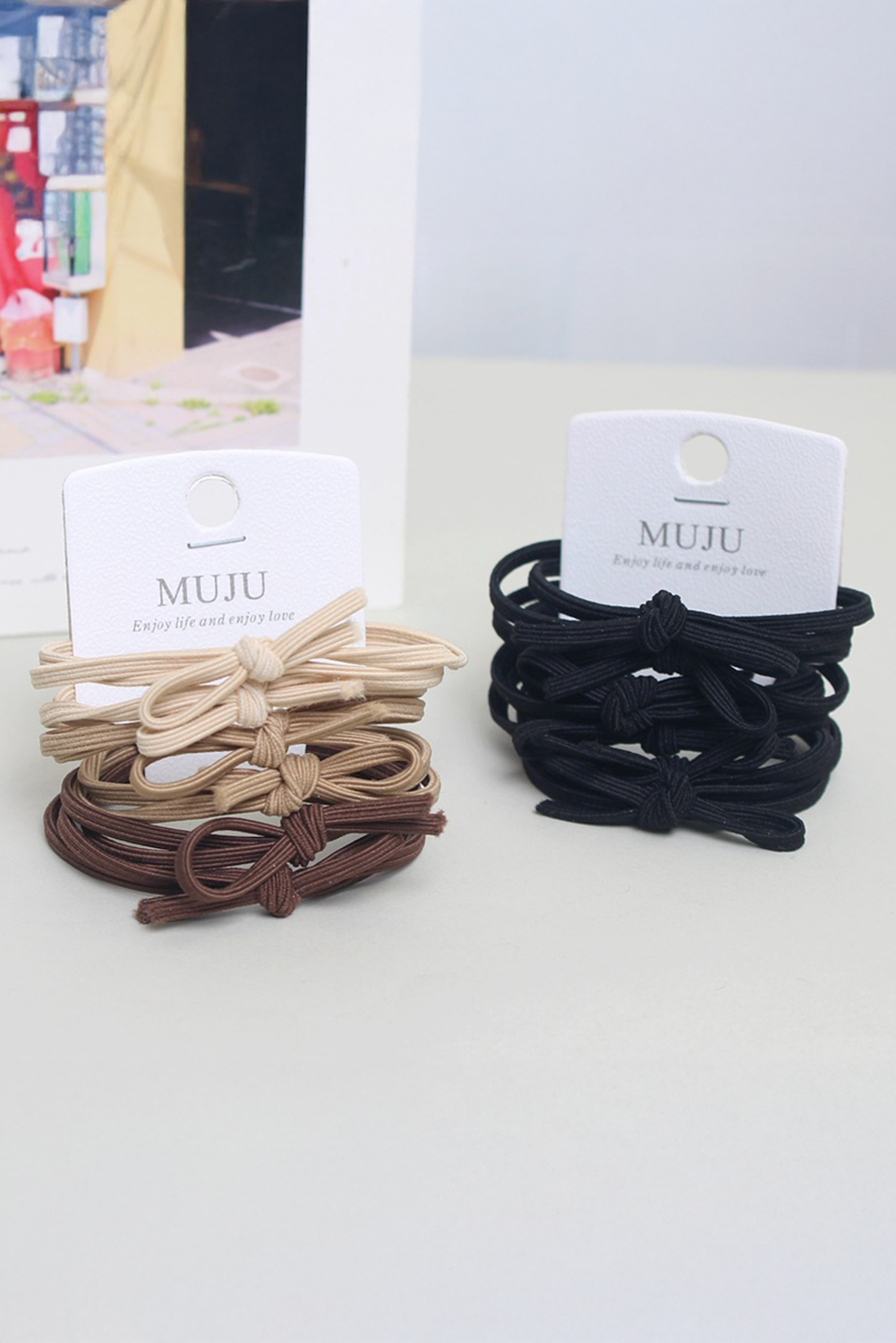 Camel 7pcs Bow Knot Dual String High Elastic Hair Tie